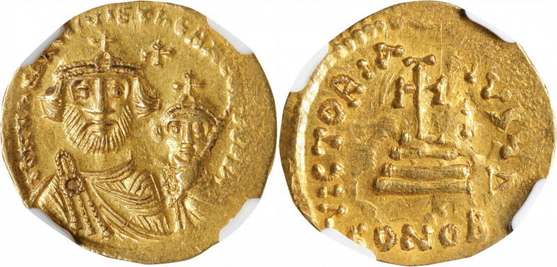 HERACLIUS with HERACLIUS CONSTANTINE, 610-641. AV Solidus (4.49 gms), Constantin...