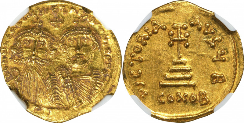 HERACLIUS with HERACLIUS CONSTANTINE, 610-641. AV Solidus (4.50 gms), Constantin...