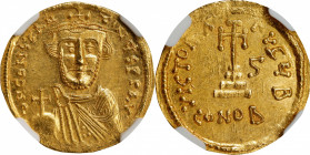 CONSTANS II, 641-668. AV Solidus (4.45 gms), Constantinople Mint, 2nd Officina, dated IY 6 (647/8). NGC MS, Strike: 4/5 Surface: 4/5.
S-944. Obverse:...