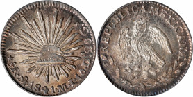 MEXICO. 1/2 Real, 1841-Mo ML. Mexico City Mint. NGC MS-63.
KM-370.9. A delightful, sharply struck coin, with dark flash in the fields, bold luster, a...