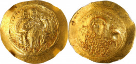CONSTANTINE IX, 1042-1055. AV Histamenon Nomisma (4.32 gms), Constantinople Mint, 1046-1049. NGC Ch AU, Strike: 5/5 Surface: 4/5.
S-1829. Obverse: Ch...