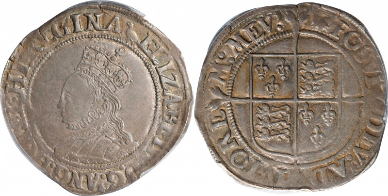 GREAT BRITAIN. Shilling, ND (1560-61). London Mint; mm: martlet. Elizabeth I. PC...