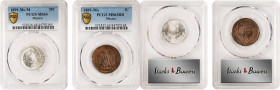 MEXICO. Duo of Mixed Denominations (2 Pieces), 1889 & 1899. Mexico City Mint. Both PCGS Certified.
1) 20 Centavos, 1899-Mo M. PCGS MS-64. KM-405.2. 2...