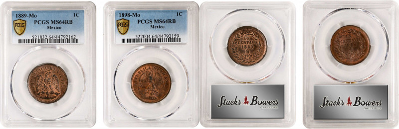 MEXICO. Duo of Centavos (2 Pieces), 1889 & 1898. Mexico City Mint. Both PCGS MS-...