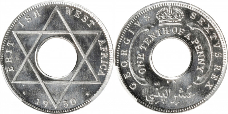BRITISH WEST AFRICA. 1/10 Penny, 1950-KN. Kings Norton Mint. George VI. PCGS SPE...