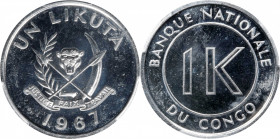 CONGO. Likuta, 1967. Kings Norton Mint. PCGS SPECIMEN-65.
KM-8. Demonstrating much reflectivity, this Likuta is certain to charm on account of its be...