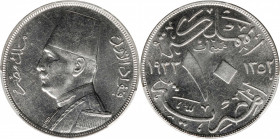 EGYPT. 10 Mil, AH 1352/1933-H. Heaton Mint. Fuad I. PCGS SPECIMEN-65.
KM-347. Providing a shimmering and silver luster, this handsome example renders...