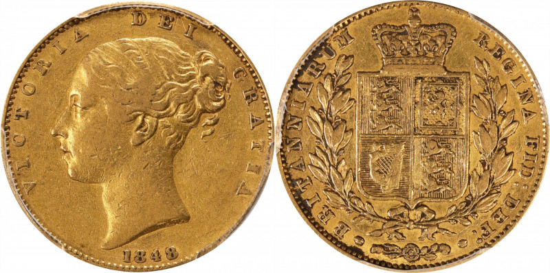 GREAT BRITAIN. Sovereign, 1848. London Mint. Victoria. PCGS EF-40.
S-3852; Fr-3...