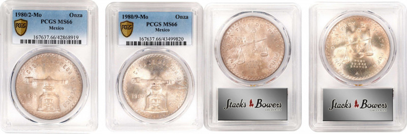 MEXICO. Duo of Onzas (2 Pieces), 1980. Mexico City Mint. Both PCGS MS-66 Certifi...