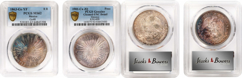 MEXICO. Duo of Crowns (2 Pieces), 1863 & 1901. Both PCGS Certified.
An attracti...