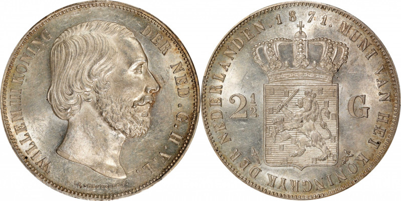 NETHERLANDS. 2-1/2 Gulden, 1871. Utrecht Mint. William III. PCGS MS-63.
KM-82. ...