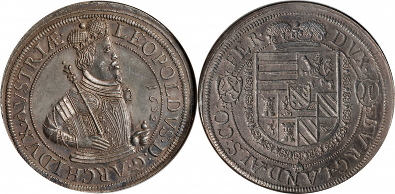 AUSTRIA. Upper Alsace. Taler, 1632. Ensisheim Mint. Leopold V. NGC Unc Details--...