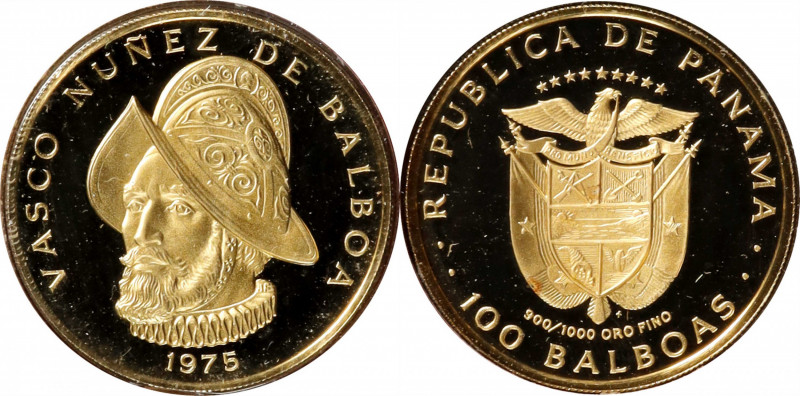 PANAMA. 100 Balboas, 1975-FM. Franklin Mint. GEM PROOF.
Fr-1; KM-41. AGW: 0.236...