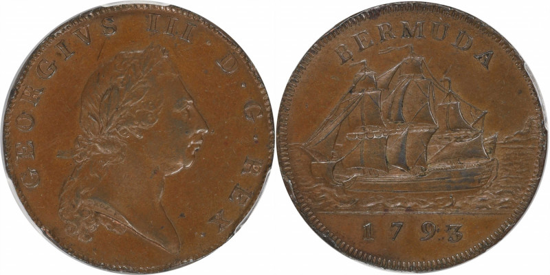 BERMUDA. Penny, 1793. Soho (Birmingham) Mint. George III. PCGS Genuine--Rim Dama...