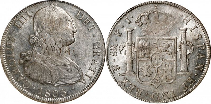 BOLIVIA. 8 Reales, 1803-PTS PJ. Potosi Mint. Charles IV. NGC AU-50.
KM-73. Well...