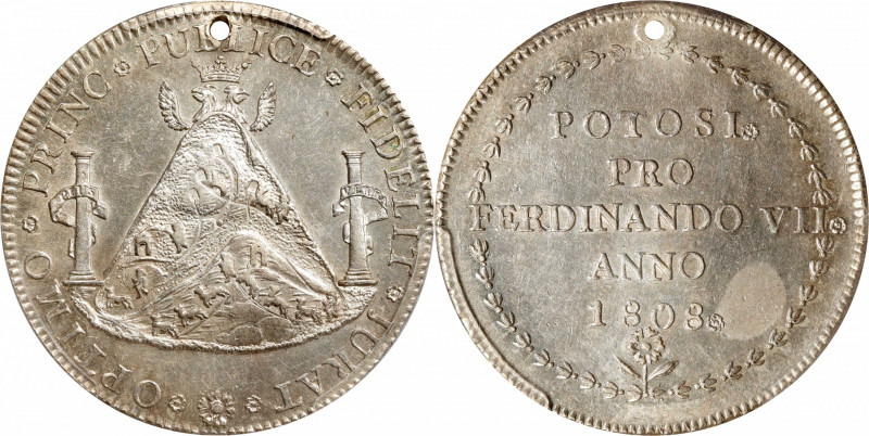 BOLIVIA. 8 Reales, 1808. Potosi Mint. Ferdinand VII. PCGS Genuine--Holed, AU Det...