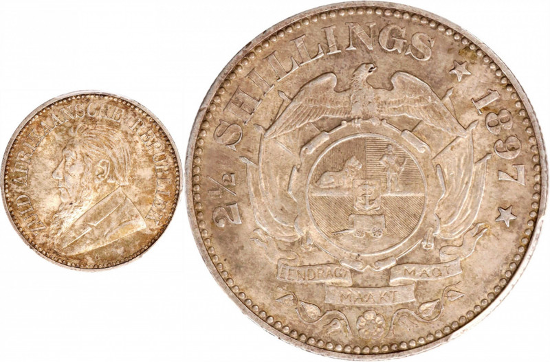 SOUTH AFRICA. 2-1/2 Shillings, 1897. Pretoria Mint. PCGS MS-62.
KM-7; Hern-Z28....