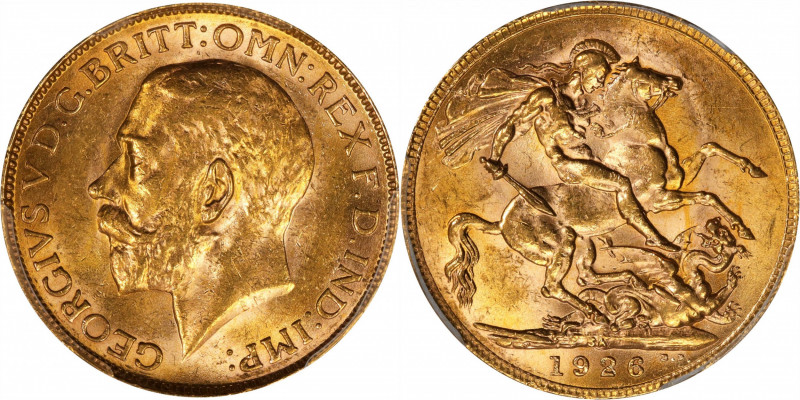 SOUTH AFRICA. Sovereign, 1926-SA. Pretoria Mint. George V. PCGS MS-63.
S-4004; ...