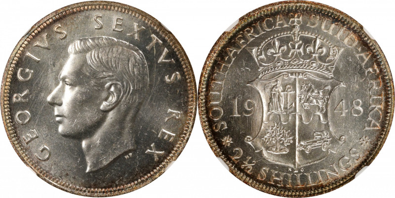 SOUTH AFRICA. 2-1/2 Shillings, 1948. Pretoria Mint. George VI. NGC MS-64.
KM-39...