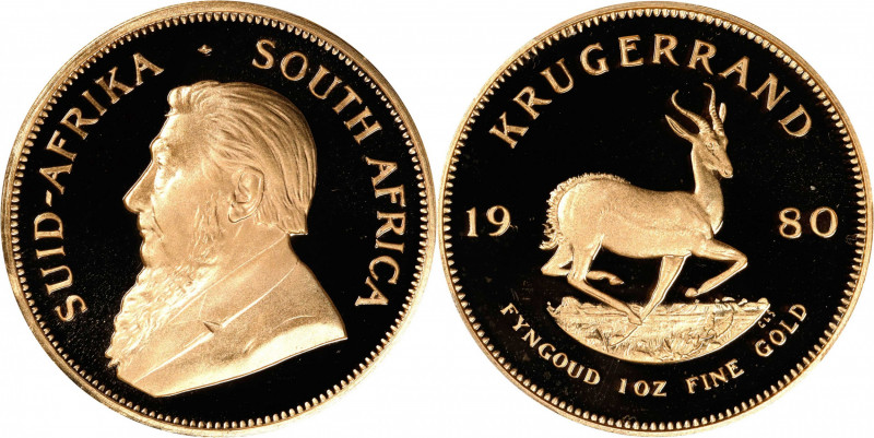 SOUTH AFRICA. Krugerrand, 1980. PCGS PROOF-69 Deep Cameo.
Fr-B1; KM-73. AGW: 1....