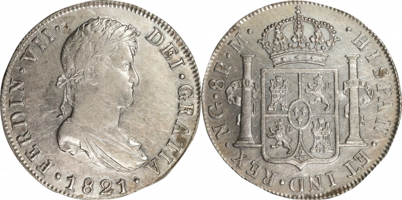 GUATEMALA. 8 Reales, 1821-NG M. Nueva Guatemala Mint. Ferdinand VII. PCGS Genuin...