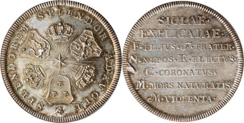 SWEDEN. Titles & Abbreviations Explanatory Silver Medal, ND (1745-60). PCGS SPEC...