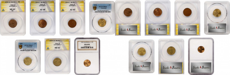 GUATEMALA. Group of Mixed Denominations (7 Pieces), 1929-44. All ANACS, PCGS or ...