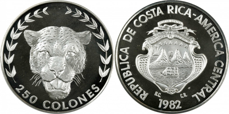 COSTA RICA. 250 Colones, 1982-FM. Franklin Mint. PCGS PROOF-69 Deep Cameo.
KM-2...