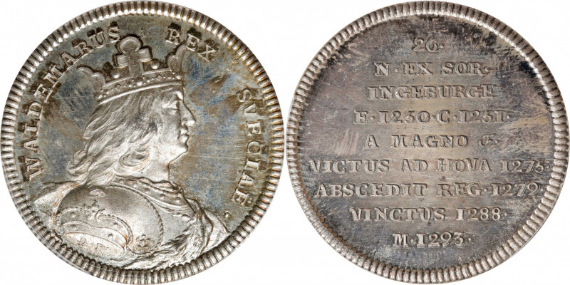 SWEDEN. Waldemar Silver Medal, ND (1745-60). PCGS SPECIMEN-66.
Hildebrand II, p...