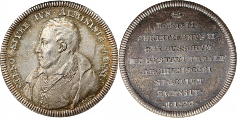 SWEDEN. Sten Sture den Yngre (the Younger) Silver Medal, ND (1745-60). PCGS SPEC...