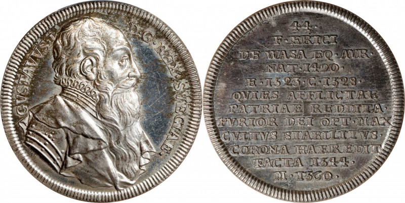 SWEDEN. Gustaf I Silver Medal, ND (1745-60). PCGS SPECIMEN-67.
Hildebrand II, p...