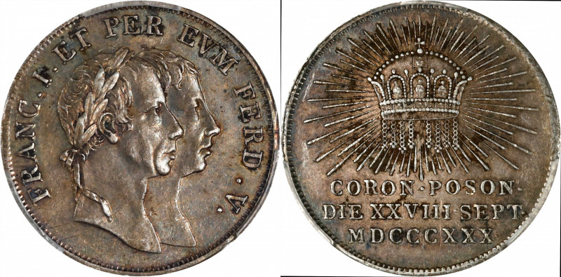 HUNGARY. Crowning of Ferdinand V Silver Medal, 1830. PCGS AU-58.
Montenuovo-251...