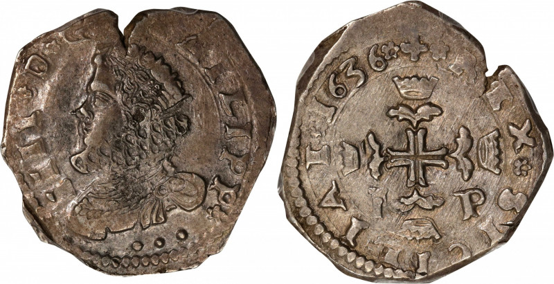 ITALY. Naples & Sicily (Sicily). 3 Tari, 1636-IP. Messina Mint. Philip IV of Spa...