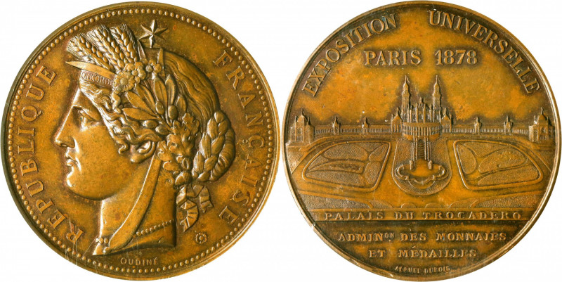 FRANCE. Paris World's Fair Bronze Medal, 1878. Paris Mint. NGC MS-62 Brown.
Wur...