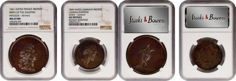 MIXED LOTS. Duo of Bronze European Medals (2 Pieces), 1661-1849. Both NGC Certif...