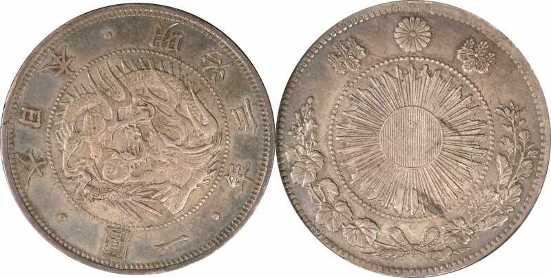 JAPAN. Yen, Year 3 (1870). Osaka Mint. Mutsuhito (Meiji). ICG AU-58.
KM-Y-5.2; ...