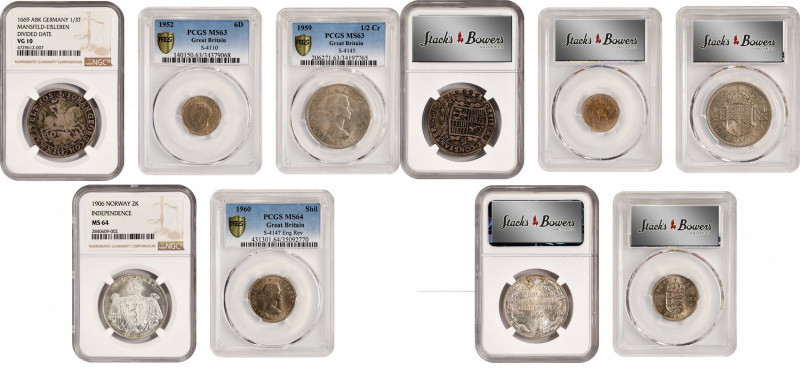 MIXED LOTS. Quintet of Mixed Denominations (5 Pieces), 1669-1960. All NGC or PCG...