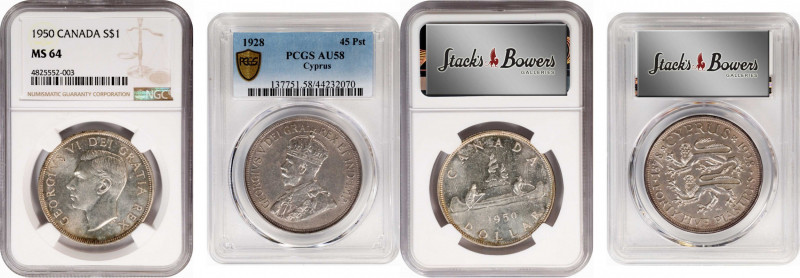 MIXED LOTS. Duo of Crown-Sized Denominations (2 Pieces), 1928 & 1950. Both NGC o...