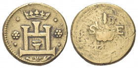 GENOVA
Senza indicazione di autorità emittente. Sec. XVII
Peso Monetale di 1/4 di Scudo d’argento.
Æ gr. 9,53
Dr. Castello coronato tra due rosett...