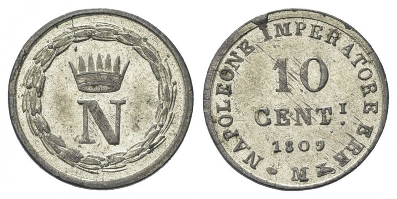 MILANO
Napoleone I Re d’Italia, 1805-1814.
10 Centesimi 1809.
Mi gr. 1,99
Dr...