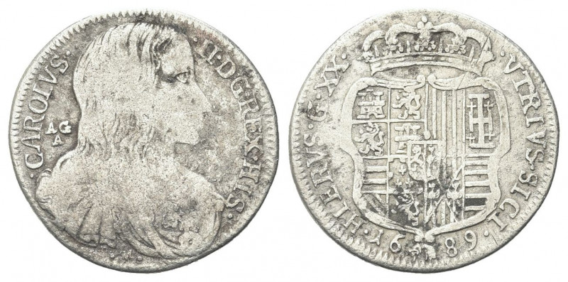 NAPOLI
Carlo II di Spagna, Re di Napoli e Sicilia, 1665-1700.
Tarì 1689.
Ag g...
