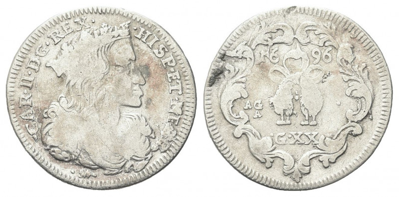 NAPOLI
Carlo II di Spagna, Re di Napoli e Sicilia, 1665-1700.
Tarì 1696.
Ag g...