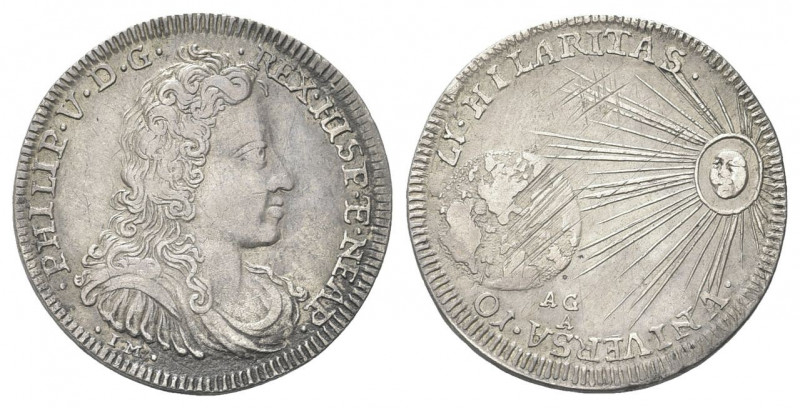 NAPOLI
Filippo V di Spagna, 1701-1713.
Tarì 1701.
Ag gr. 4,27
Dr. PHILIP V D...