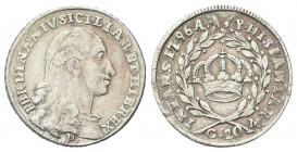 NAPOLI
Ferdinando IV (I) di Borbone, 1759-1816.
Tarì da 20 Grana 1796.
Ag gr. 4,59
Dr. FERDINAN IV SICILIAR ET HIE REX. Busto a d.; sotto, P.
Rv....