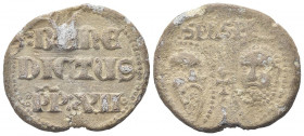 ROMA
Benedetto II, 1334-1342.
Bolla plumbea.
Pb gr. 40,18 mm. 39
Dr. BENE / DICTUS / PP XII. Iscrizione disposta su tre righe.
Rv. Rv. SPA SPE. V...