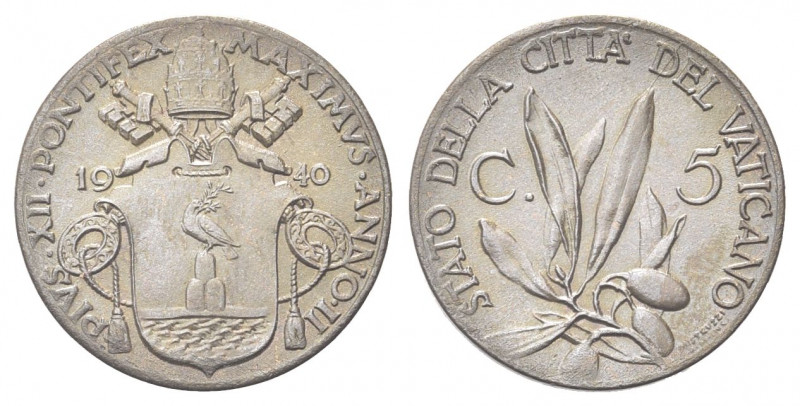 CITTà DEL VATICANO
Pio XII (Eugenio Pacelli), 1939-1958.
5 Centesimi 1940 a. I...