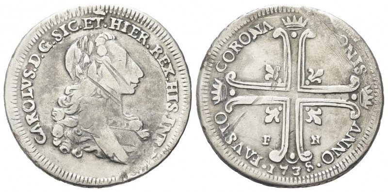 SICILIA
Carlo di Borbone, 1734-1759.
6 Tarì 1735 dell'Incoronazione.
Ag gr. 1...