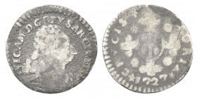 SAVOIA ANTICHI
Vittorio Amedeo II, 1718-1730. 
Monetazione per la Sardegna. Mezzo Reale 1727.
Ag gr. 0,95
Dr. VIC AM D G REX SAR CYP ET IE. Busto ...