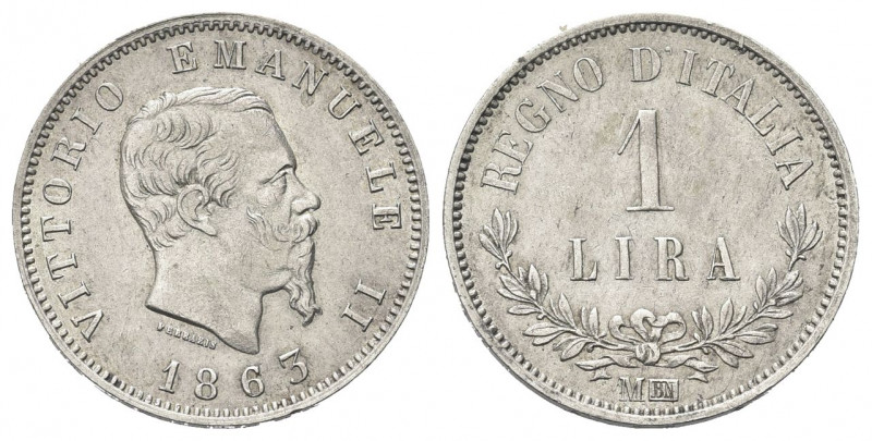 REGNO D’ITALIA
Vittorio Emanuele II, 1861-1878.
Lira 1863 Milano, II° Tipo.
A...