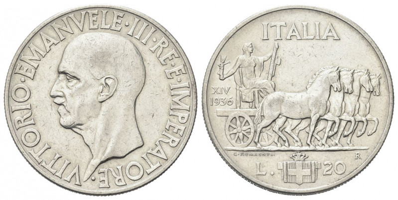 REGNO D’ITALIA
Vittorio Emanuele III, 1900-1943.
20 Lire 1936 a. XIV Roma, Qua...